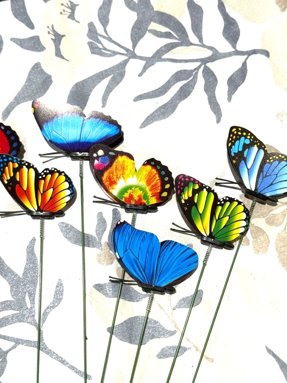 10 Colorful Butterfly Floral Picks - Assorted Bright Colors - Picture 6 of 6